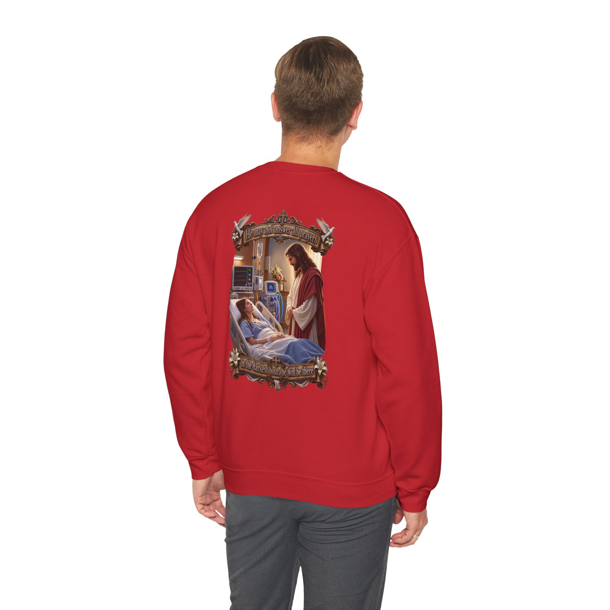 Religious Prayer Sweatshirt – Comforting Hospital Scene Pullover - Personalized