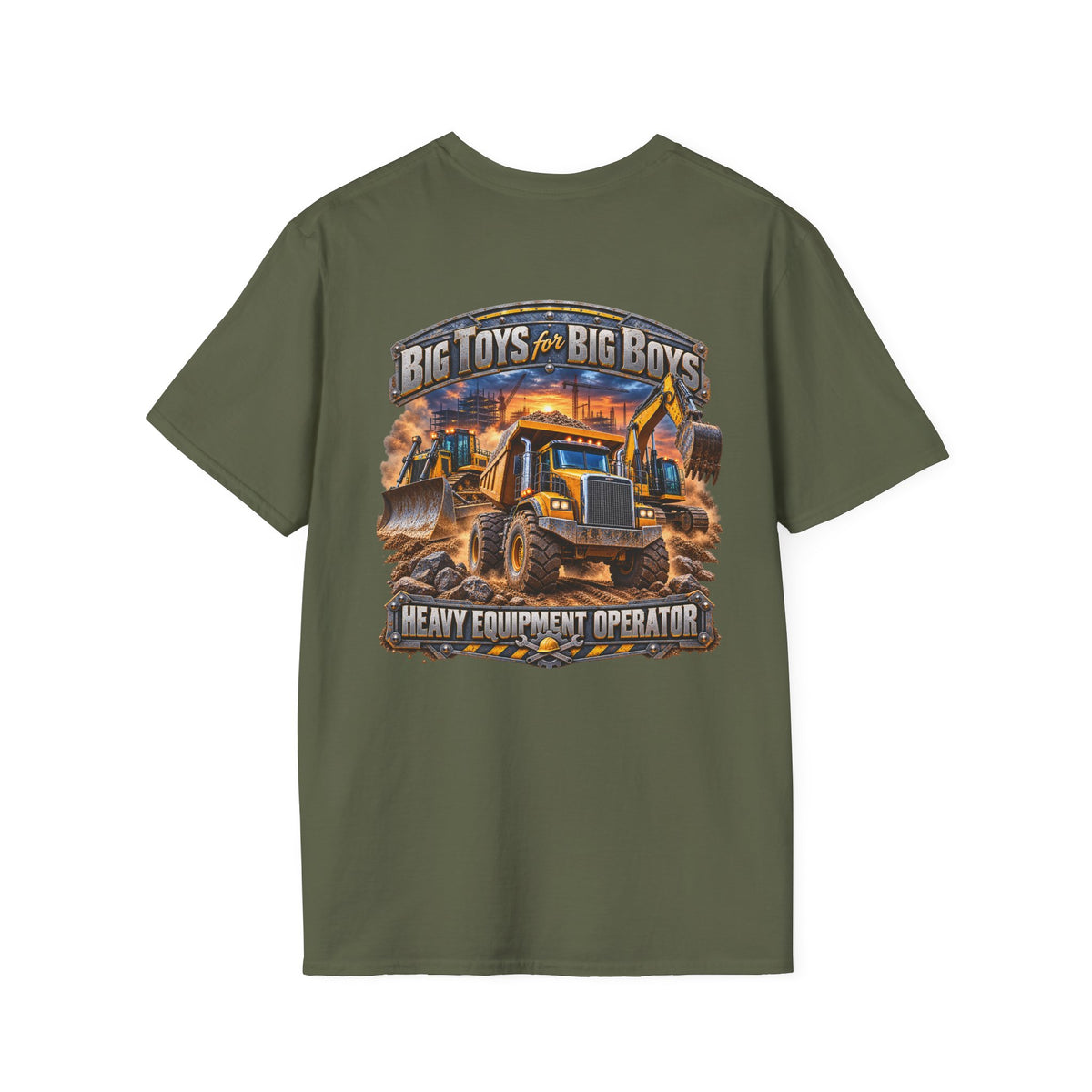 Heavy Equipment Operator T-Shirt — "Big Toys for Big Boys" Construction Truck Graphic