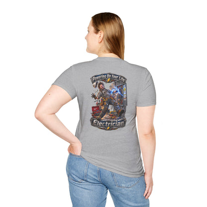 Funny Electrician Crewneck T-Shirt — 'Powering Up Your Life' Tradesman Gift - Personalized