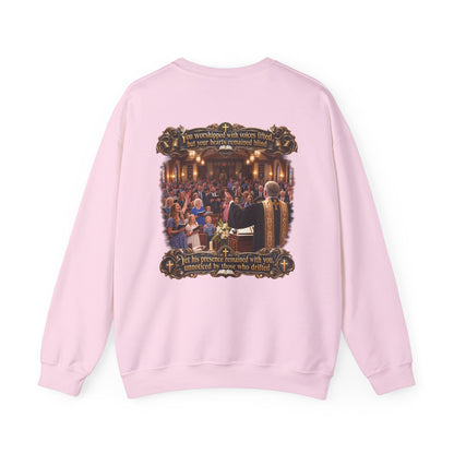 Religious Choir Scene Crewneck Sweatshirt — Church Service Illustration - Personalized