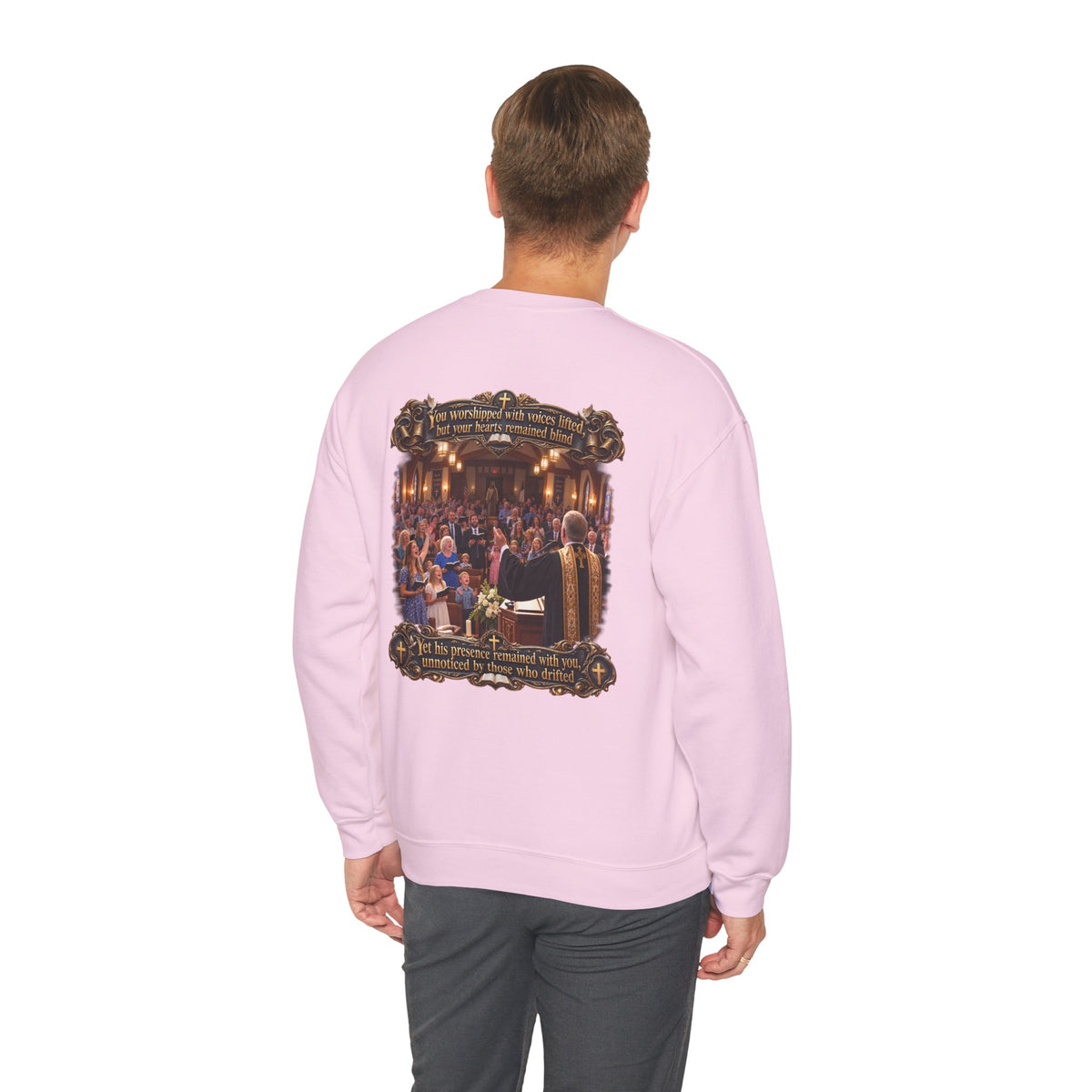 Religious Choir Scene Crewneck Sweatshirt — Church Service Illustration - Personalized