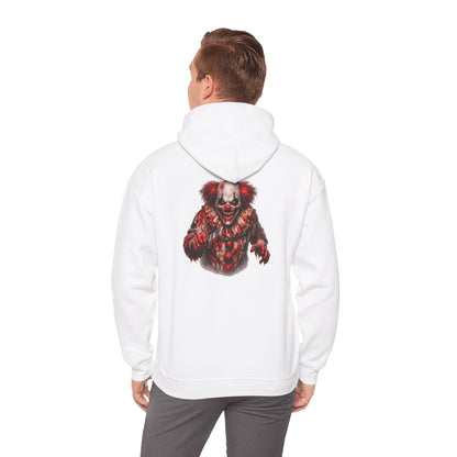 Horror Clown Bear Hoodie — Creepy Bloodied Teddy Graphic Sweatshirt