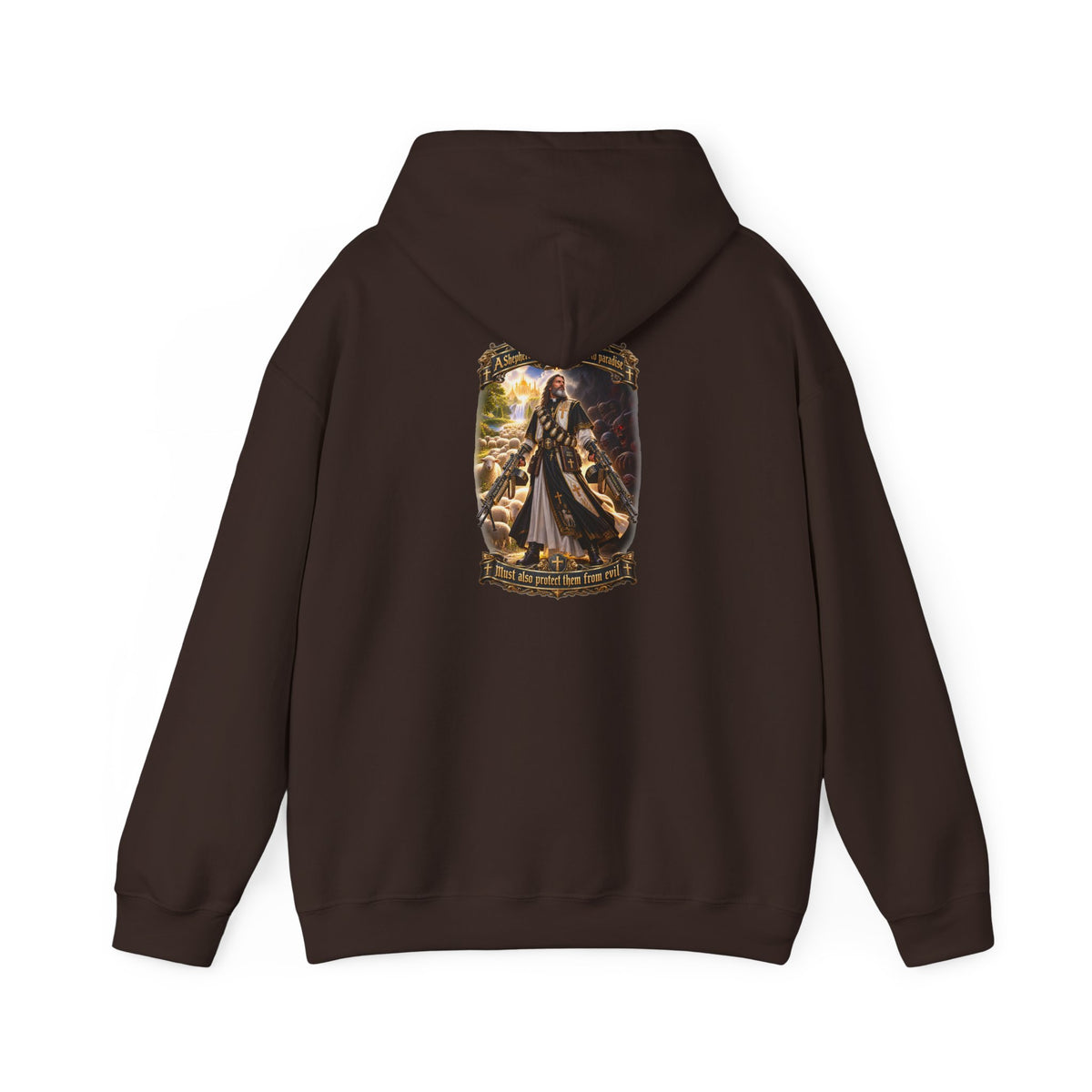 Hoodie: Gothic Angel Guardian Back Print Hoodie – Dark Fantasy Streetwear - Personalized