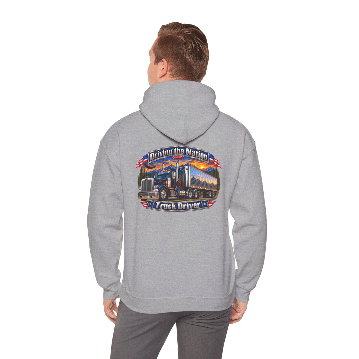 Truck Driver Hoodie  — "Driving the Nation" Patriotic Semi-Truck Design