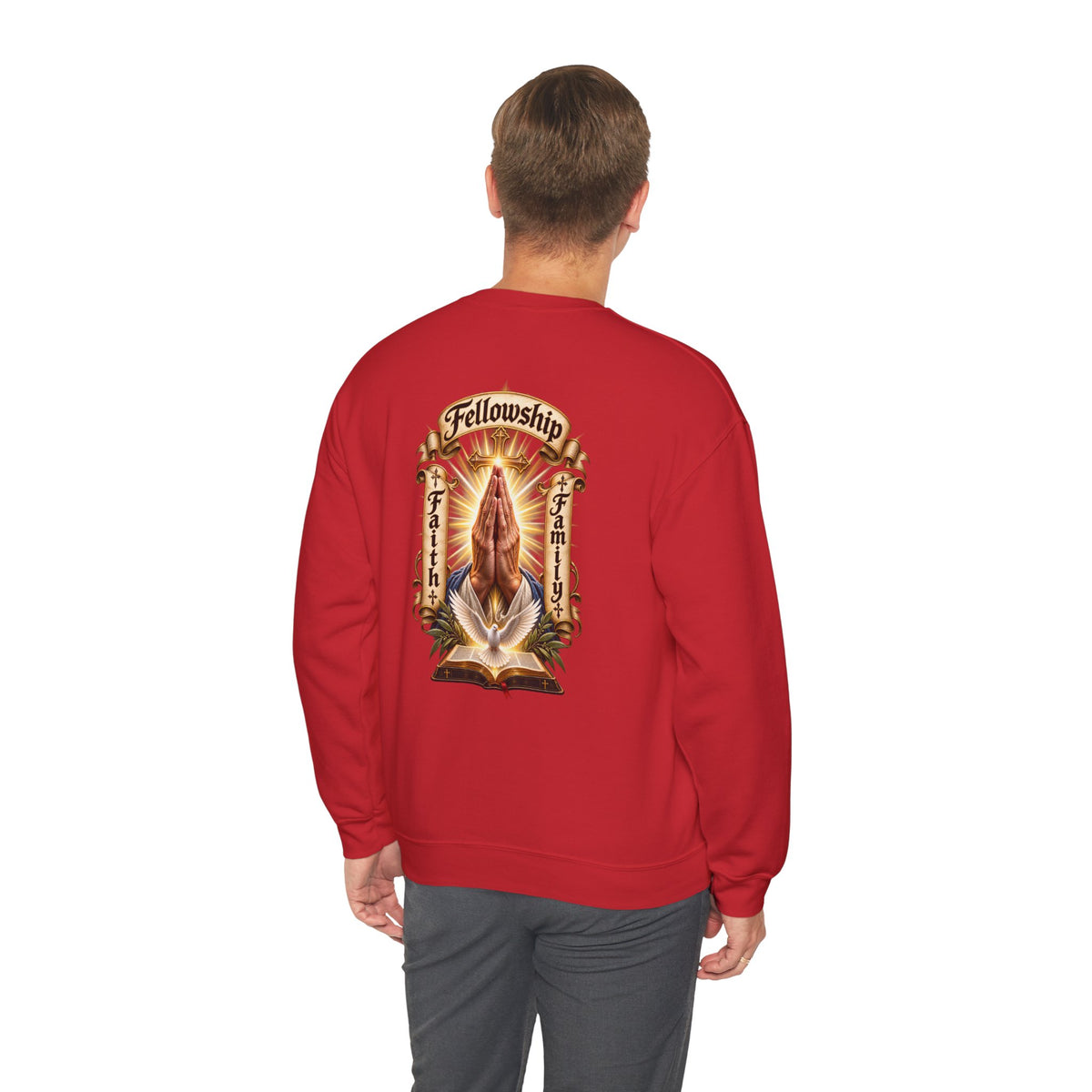 Prayer Hands Sweatshirt — Vintage Sacred Heart Religious Sweatshirt - Personalized