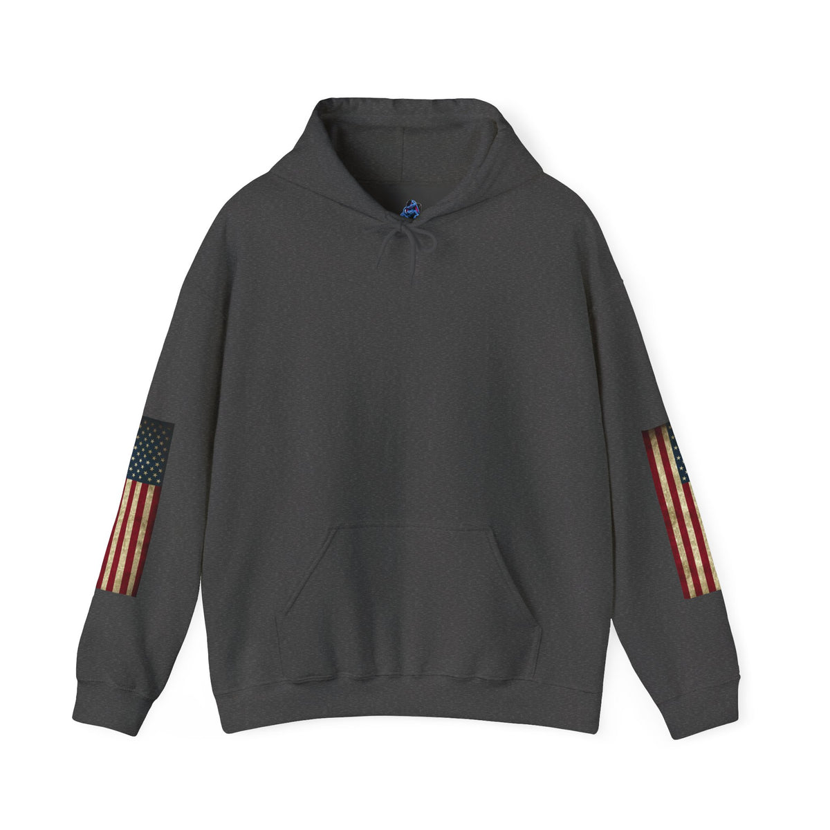 Patriotic Veteran Tribute Hoodie — American Flag Sleeves & Military Honor Back Print
