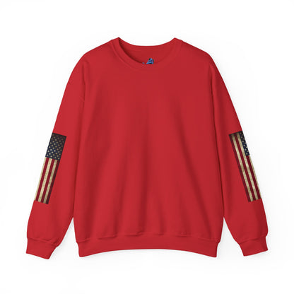 Veteran Tribute Crewneck Sweatshirt— American Flag Sleeve Patriotic Military Sweatshirt