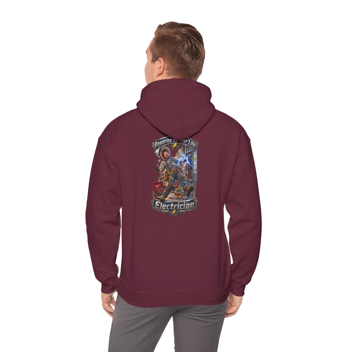 Funny Electrician Crewneck Hoodie — 'Powering Up Your Life' Tradesman Gift - Personalized
