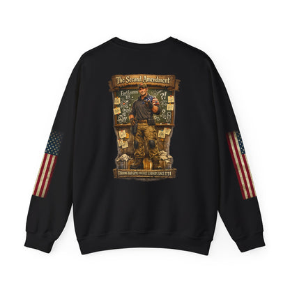 Patriotic Veteran Tribute Crewneck Sweatshirt — American Flag Sleeves & Military Honor Back Print - Personalized