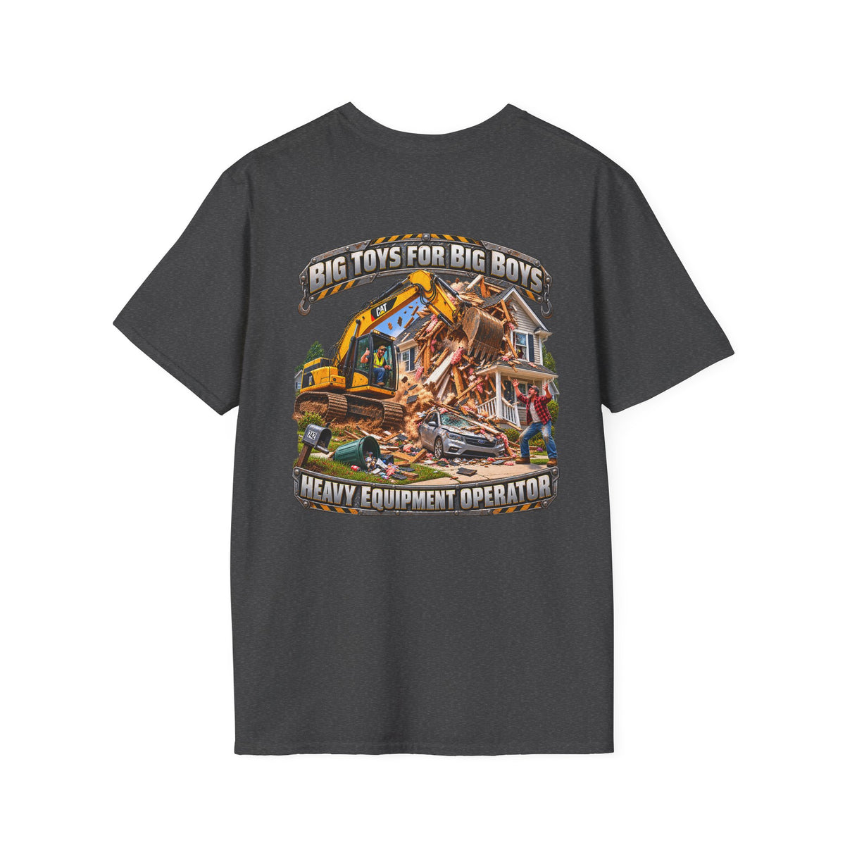 Funny Heavy Equipment Operator T-Shirt — "Big Toys for Big Boys" Construction Truck Graphic - Personalized