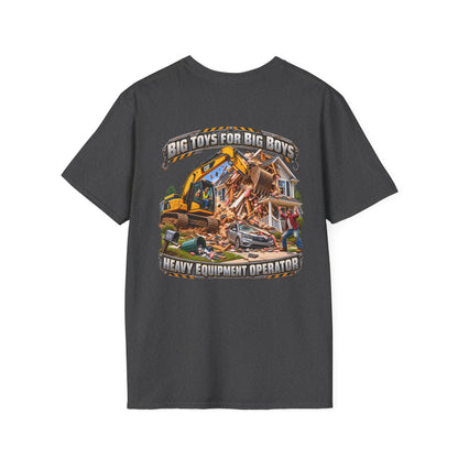 Funny Heavy Equipment Operator T-Shirt — "Big Toys for Big Boys" Construction Truck Graphic - Personalized