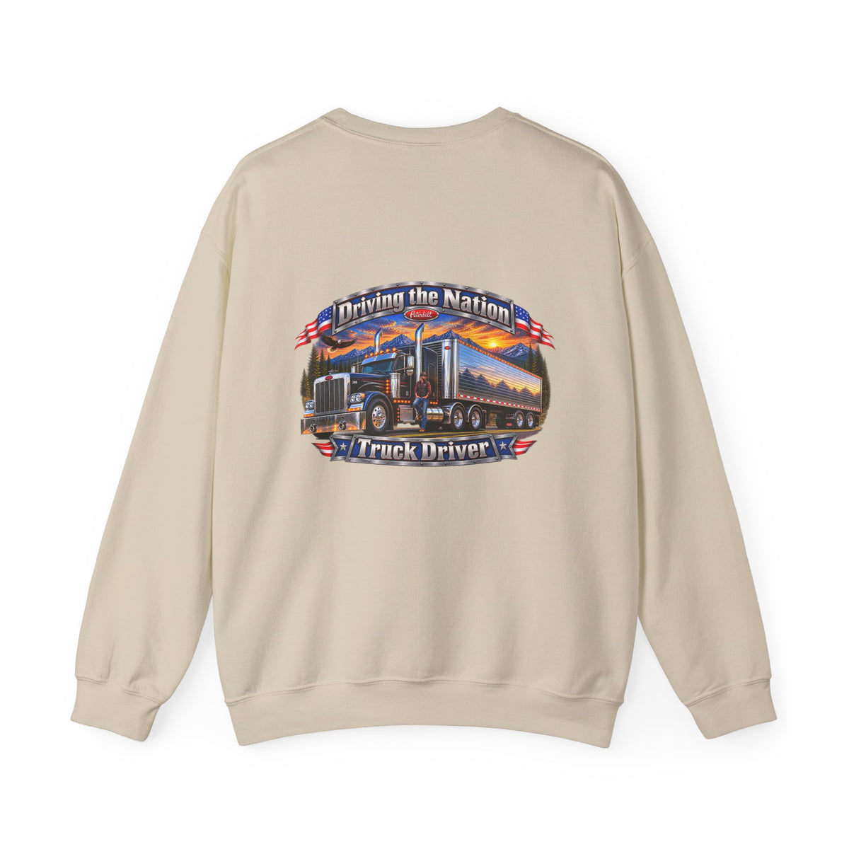 Truck Driver Crewneck Sweatshirt — "Driving the Nation" Patriotic Semi-Truck Design - Personalized