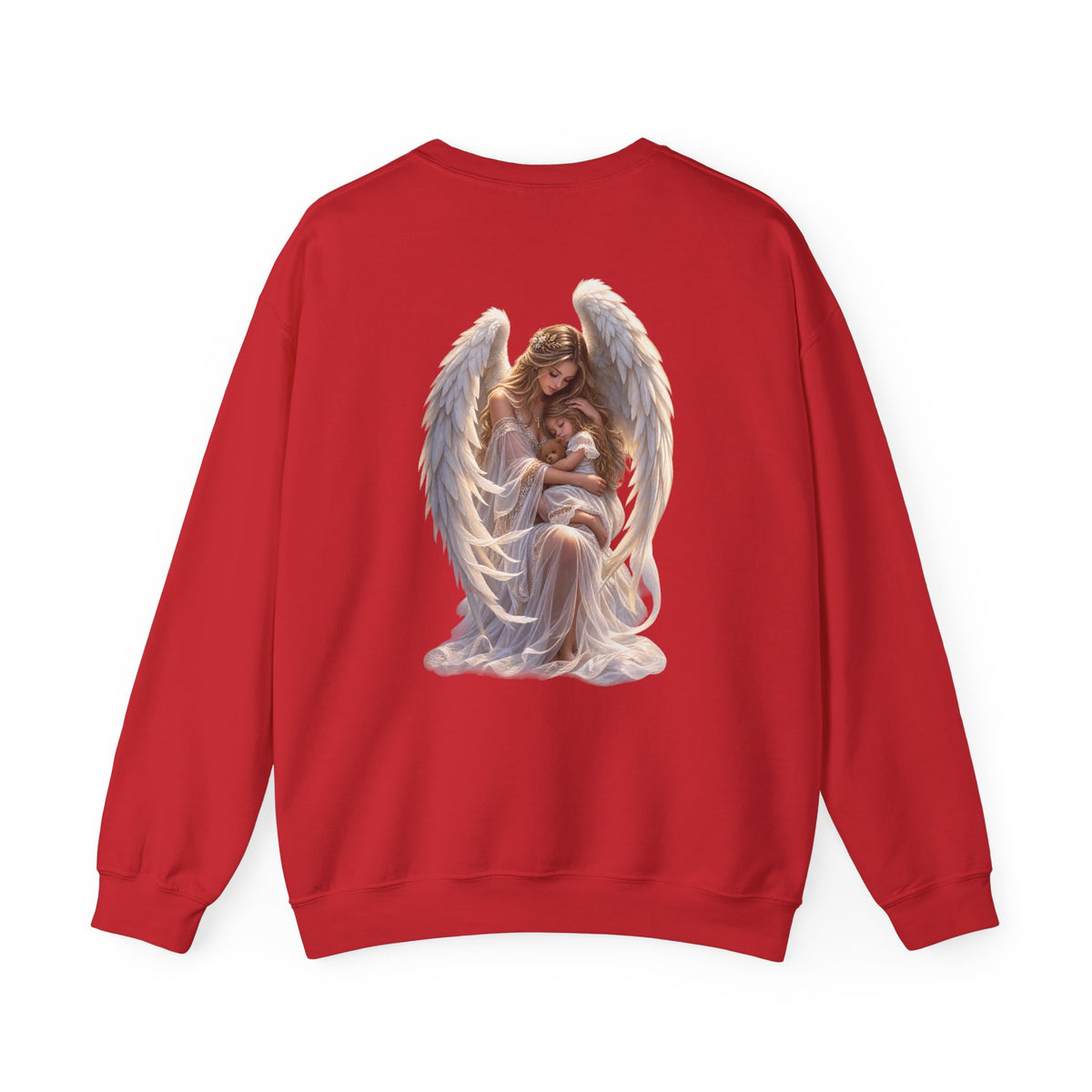 Angel Mother & Child Crewneck Sweatshirt – Serene Guardian Graphic Pullover - personalized