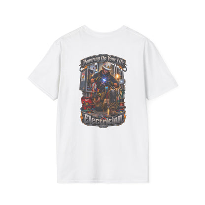 Electrician Crewneck T-Shirt — 'Powering Up Your Life' Tradesman Gift - Personalized