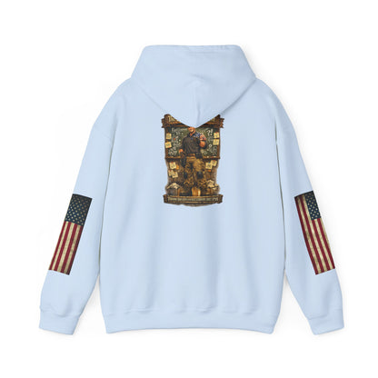 Patriotic Veteran Tribute Hoodie — American Flag Sleeves & Military Honor Back Print - Personalized
