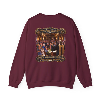 Religious Choir Scene Crewneck Sweatshirt — Church Service Illustration