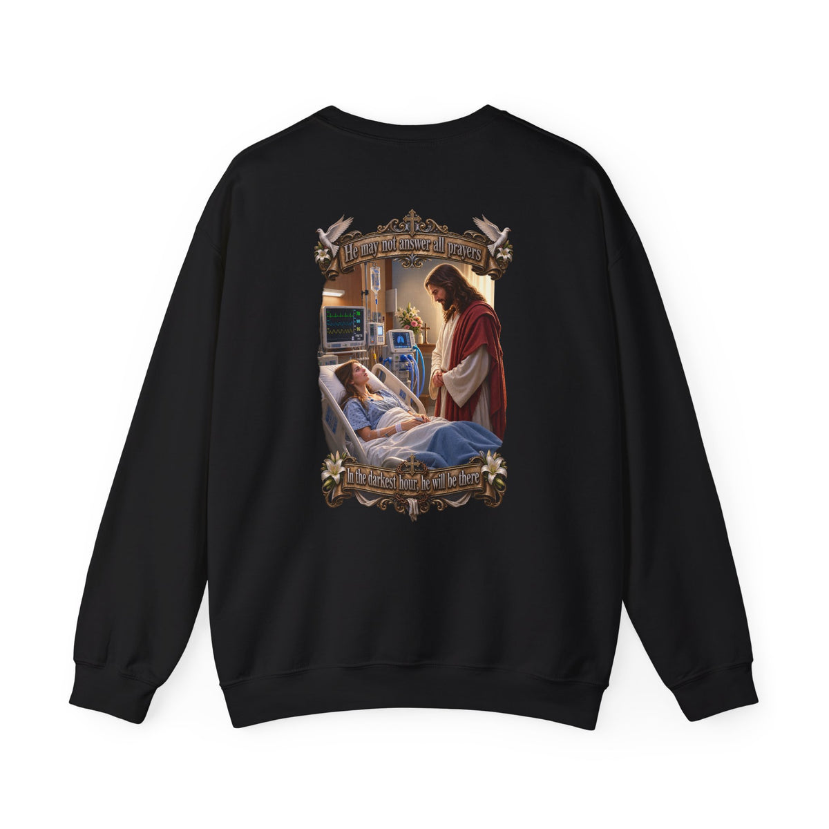 Religious Prayer Sweatshirt – Comforting Hospital Scene Pullover - Personalized