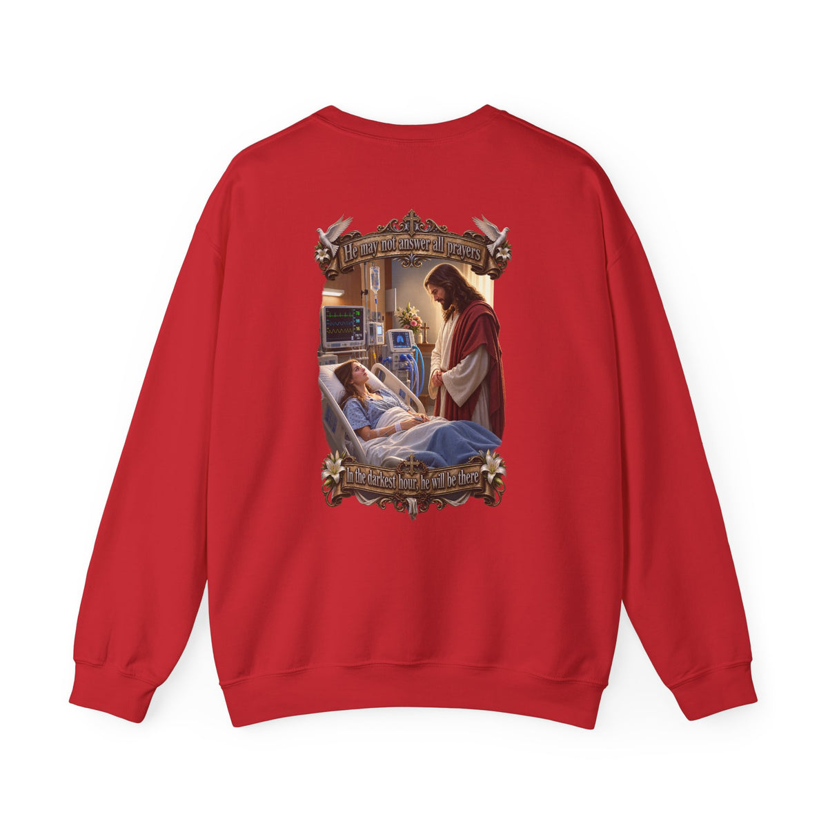Religious Prayer Sweatshirt – Comforting Hospital Scene Pullover - Personalized