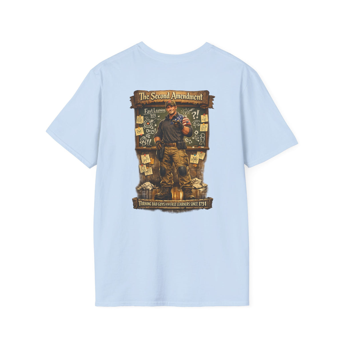 Patriotic Veteran Tribute T-Shirt— American Flag Sleeves & Military Honor Back Print