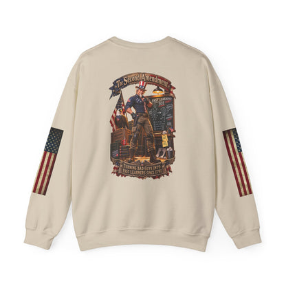 Patriotic Revolutionary War Crewneck Sweatshirt — Vintage American Flag Sleeves