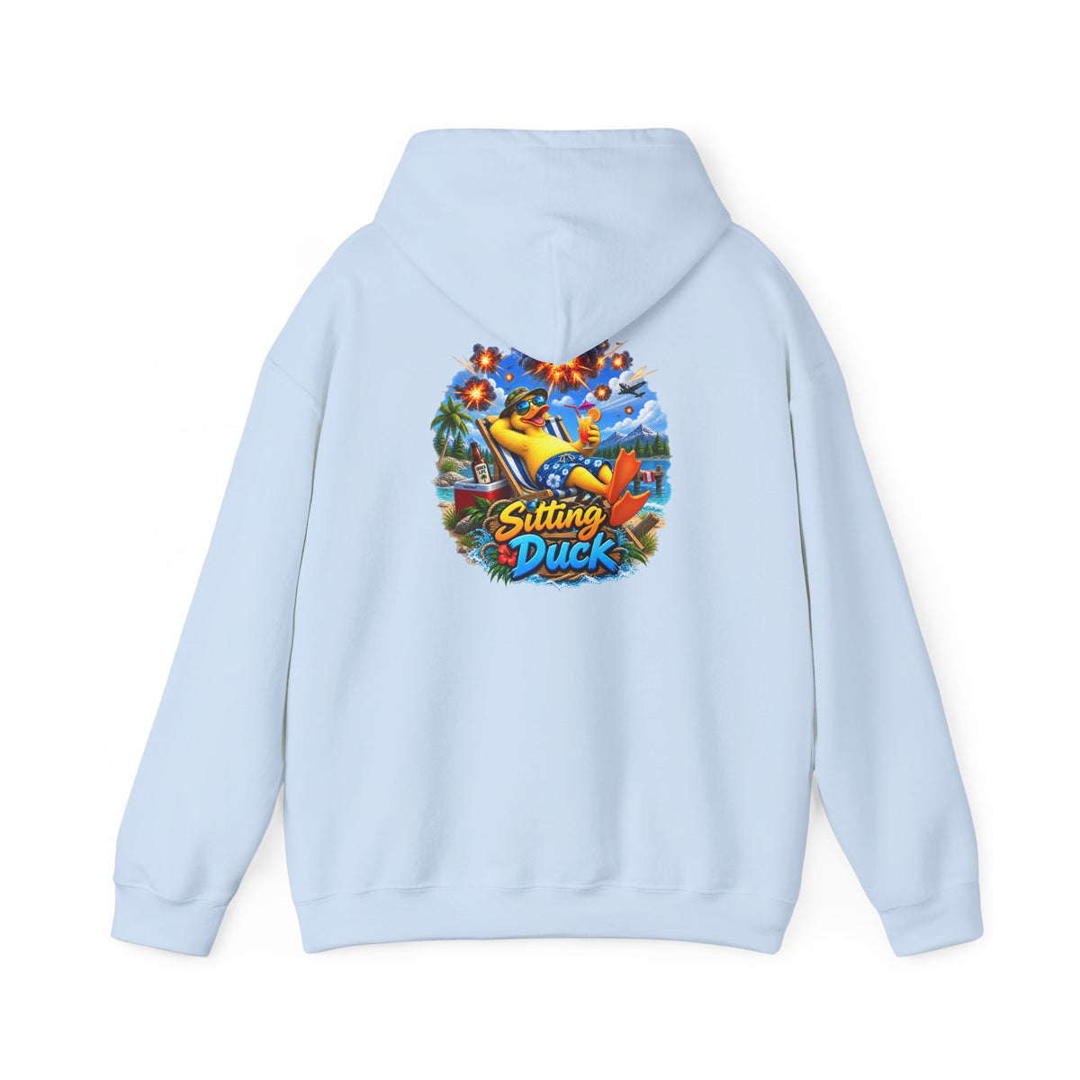 Sitting Duck Graphic Hoodie – Colorful Tropical Duck Illustration