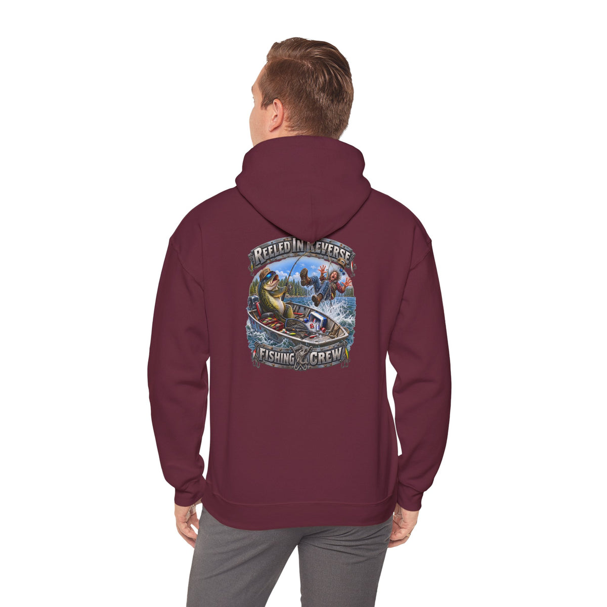 Fishing Hoodie — "Reeled in Reverse" Graphic - Personalized