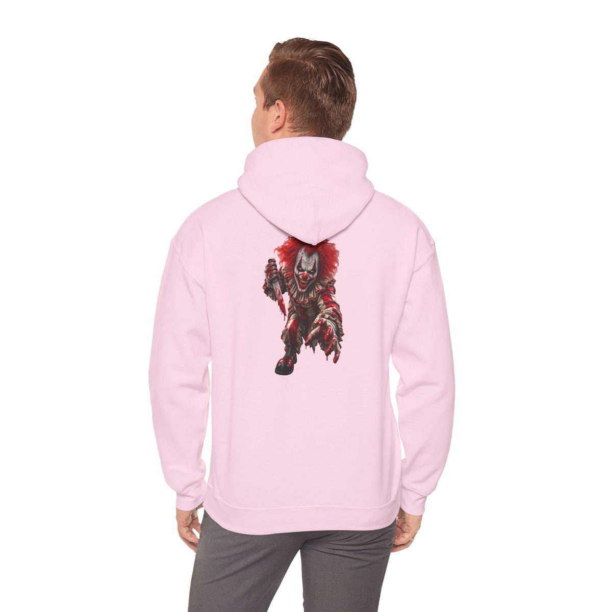 Horror Clown Graphic Hoodie — Creepy Red Pennywise Style Back Print