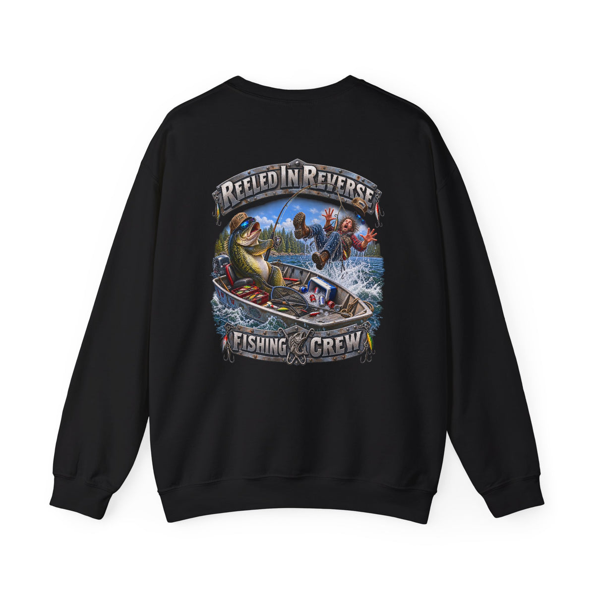 Fishing Crewneck Sweatshirt — "Reeled in Reverse" Graphic - Personalized