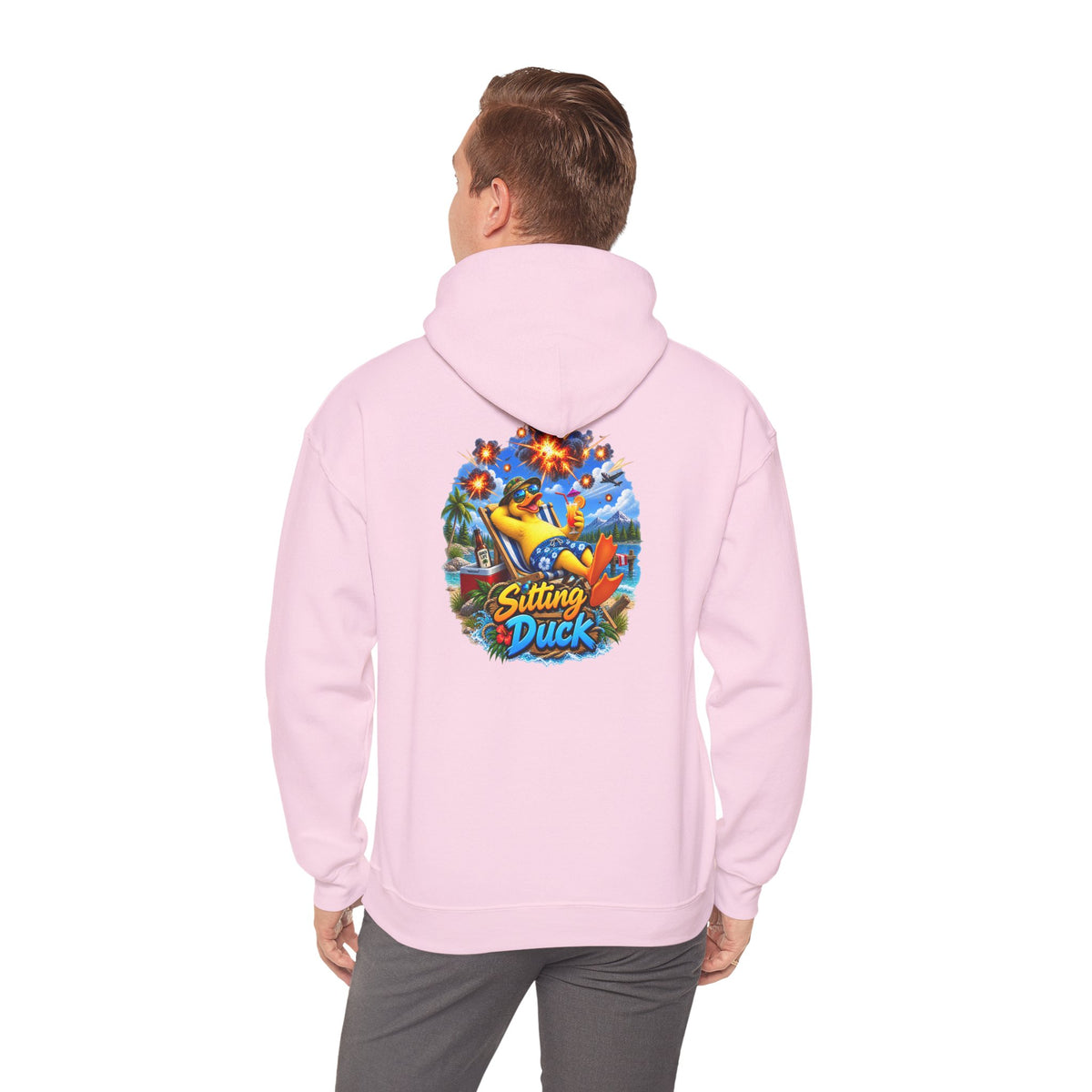 Sitting Duck Graphic Hoodie – Colorful Tropical Duck Illustration - Personalized