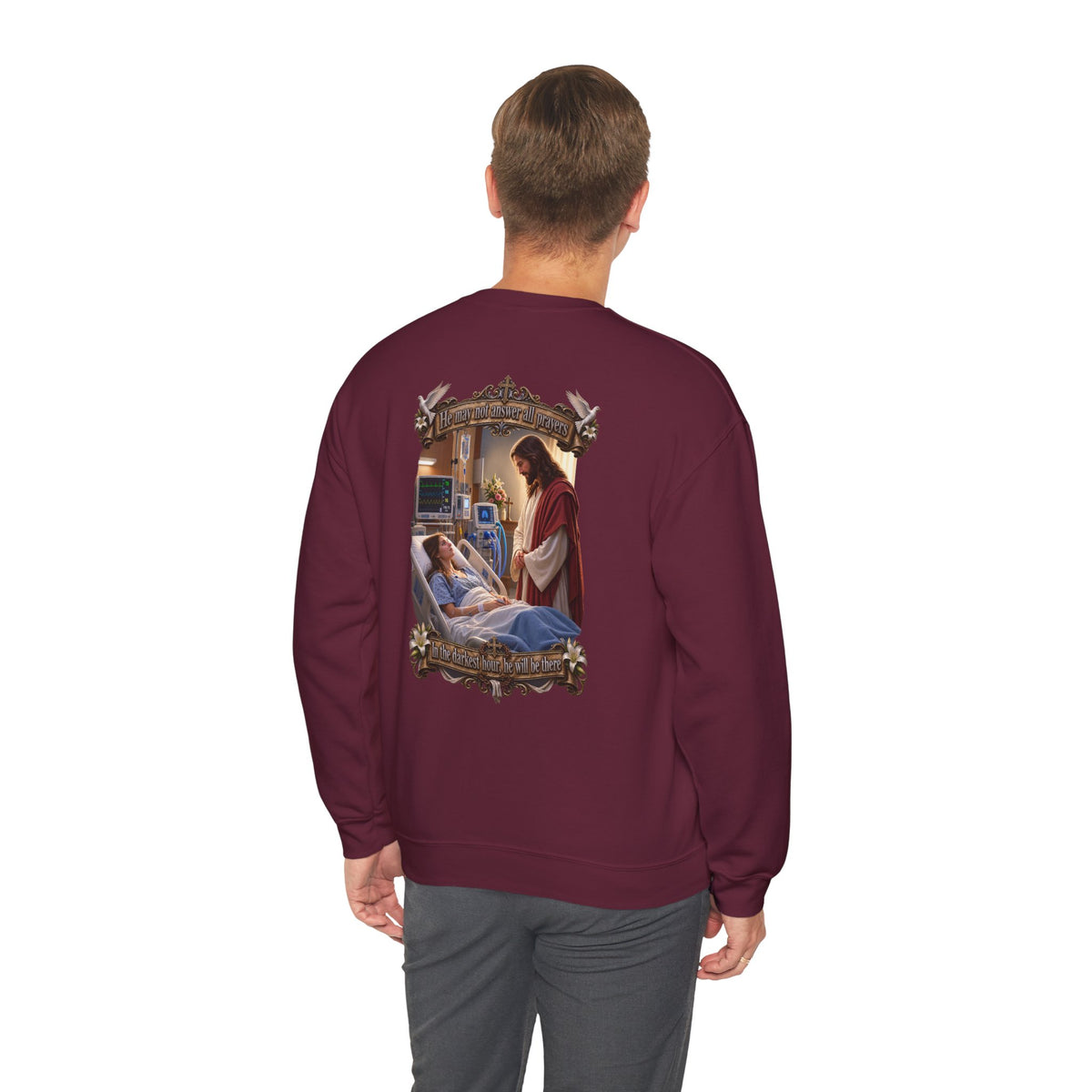 Religious Prayer Sweatshirt – Comforting Hospital Scene Pullover - Personalized