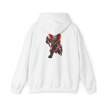 Horror Clown Graphic Hoodie — Creepy Red Pennywise Style Back Print