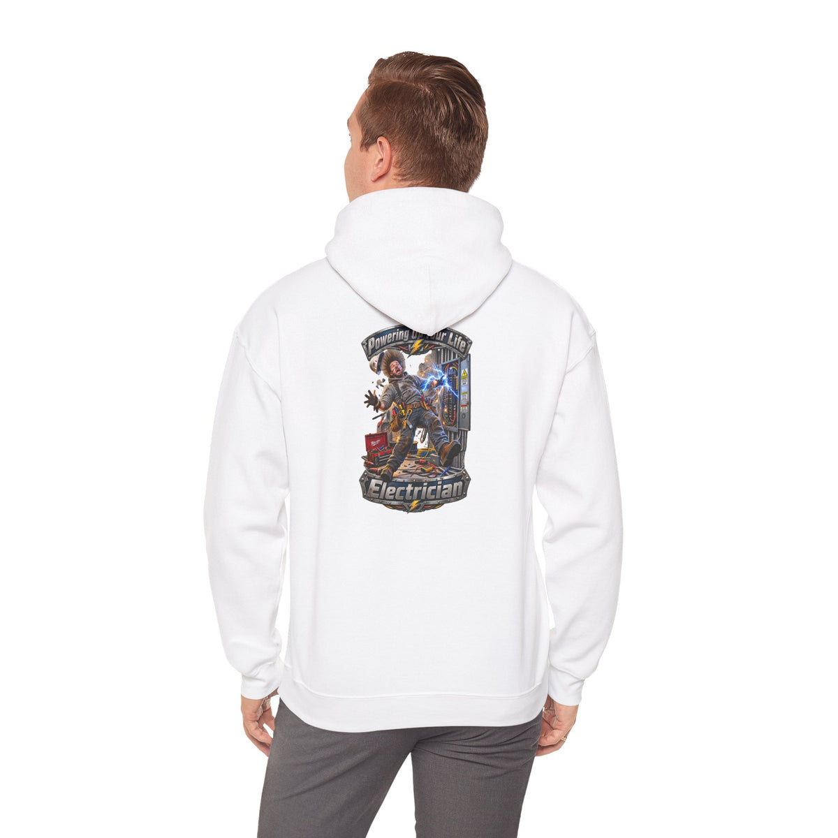 Funny Electrician Crewneck Hoodie — 'Powering Up Your Life' Tradesman Gift - Personalized