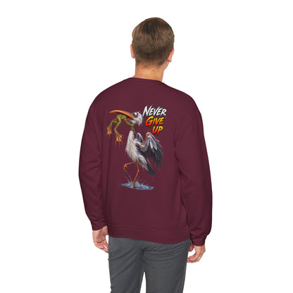 Never Give Up Stork & Frog Crewneck Sweatshirt