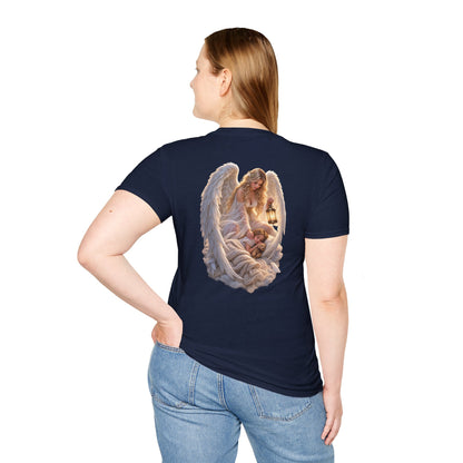 Angel Embrace T-Shirt — Serene Guardian Back Print - personalized