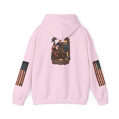 Patriotic Revolutionary War Hoodie — Vintage American Flag Sleeves