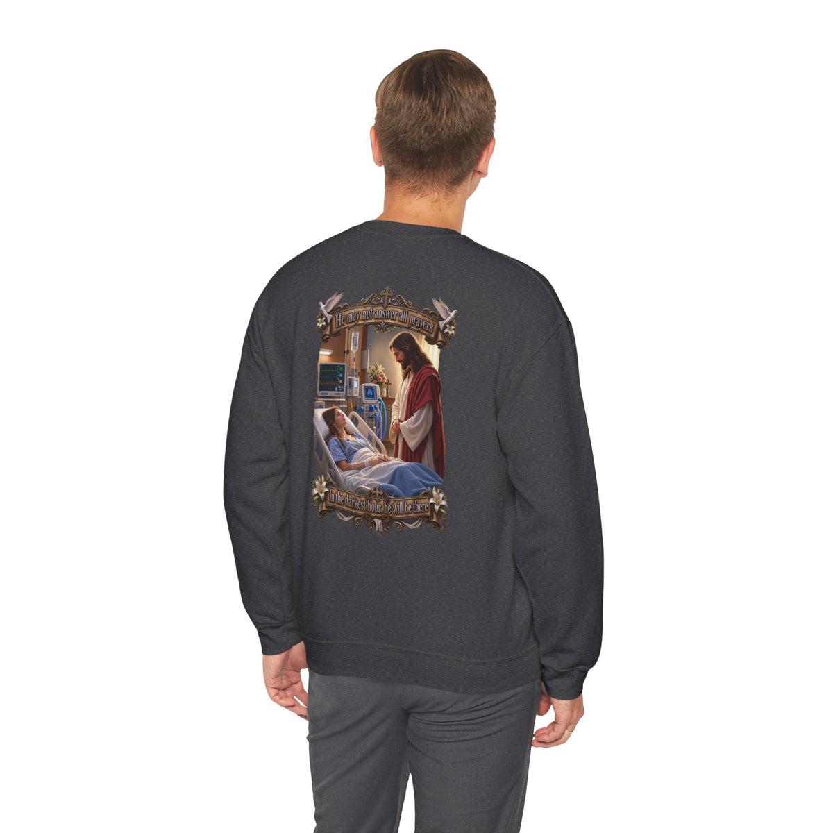 Religious Prayer Sweatshirt – Comforting Hospital Scene Pullover - Personalized