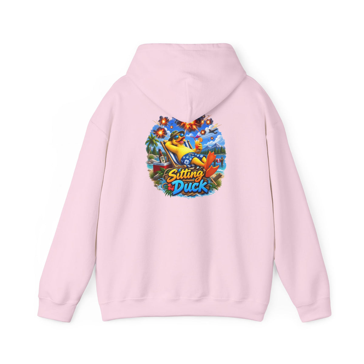 Sitting Duck Graphic Hoodie – Colorful Tropical Duck Illustration - Personalized