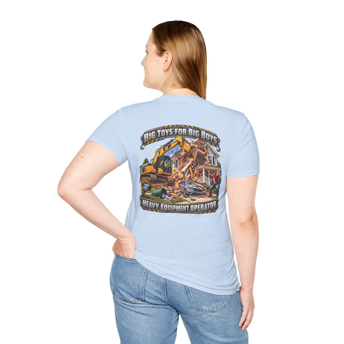 Funny Heavy Equipment Operator T-Shirt — "Big Toys for Big Boys" Construction Truck Graphic