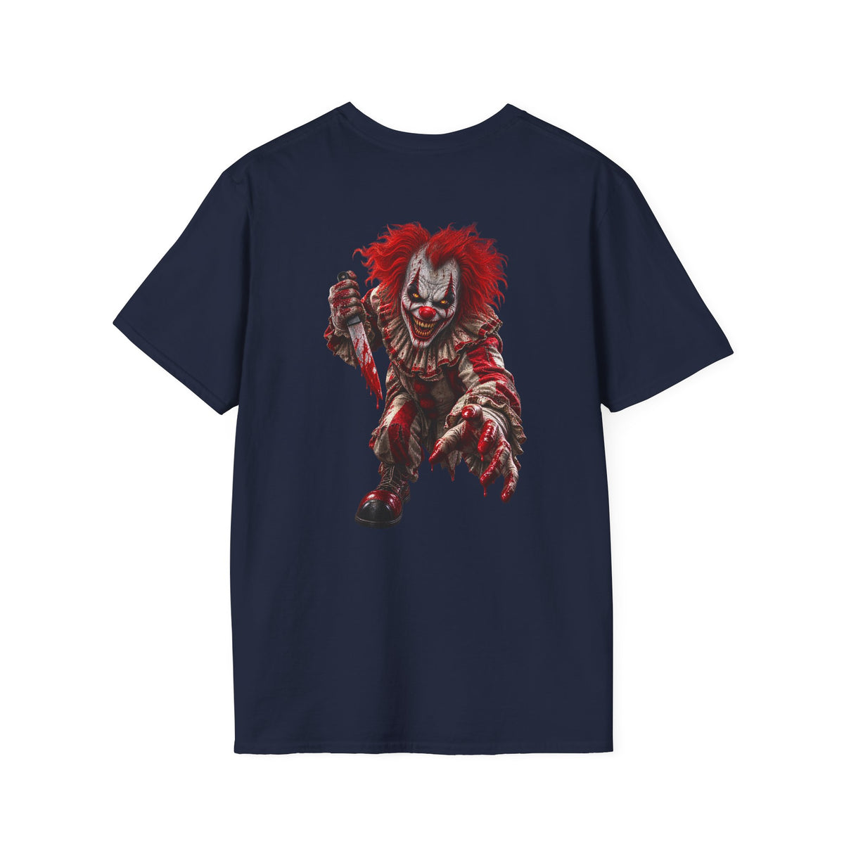 Horror Clown Graphic T-Shirt — Creepy Red Pennywise Style Back Print - Personalized