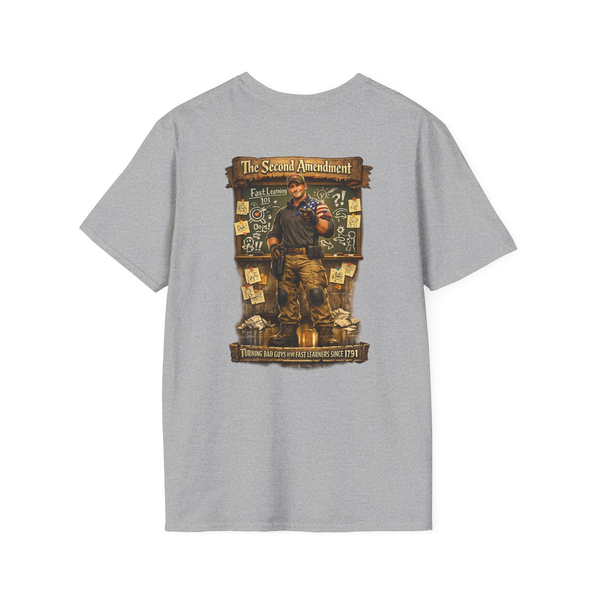 Patriotic Veteran Tribute T-Shirt— American Flag Sleeves & Military Honor Back Print