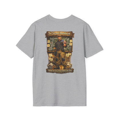 Patriotic Veteran Tribute T-Shirt— American Flag Sleeves & Military Honor Back Print
