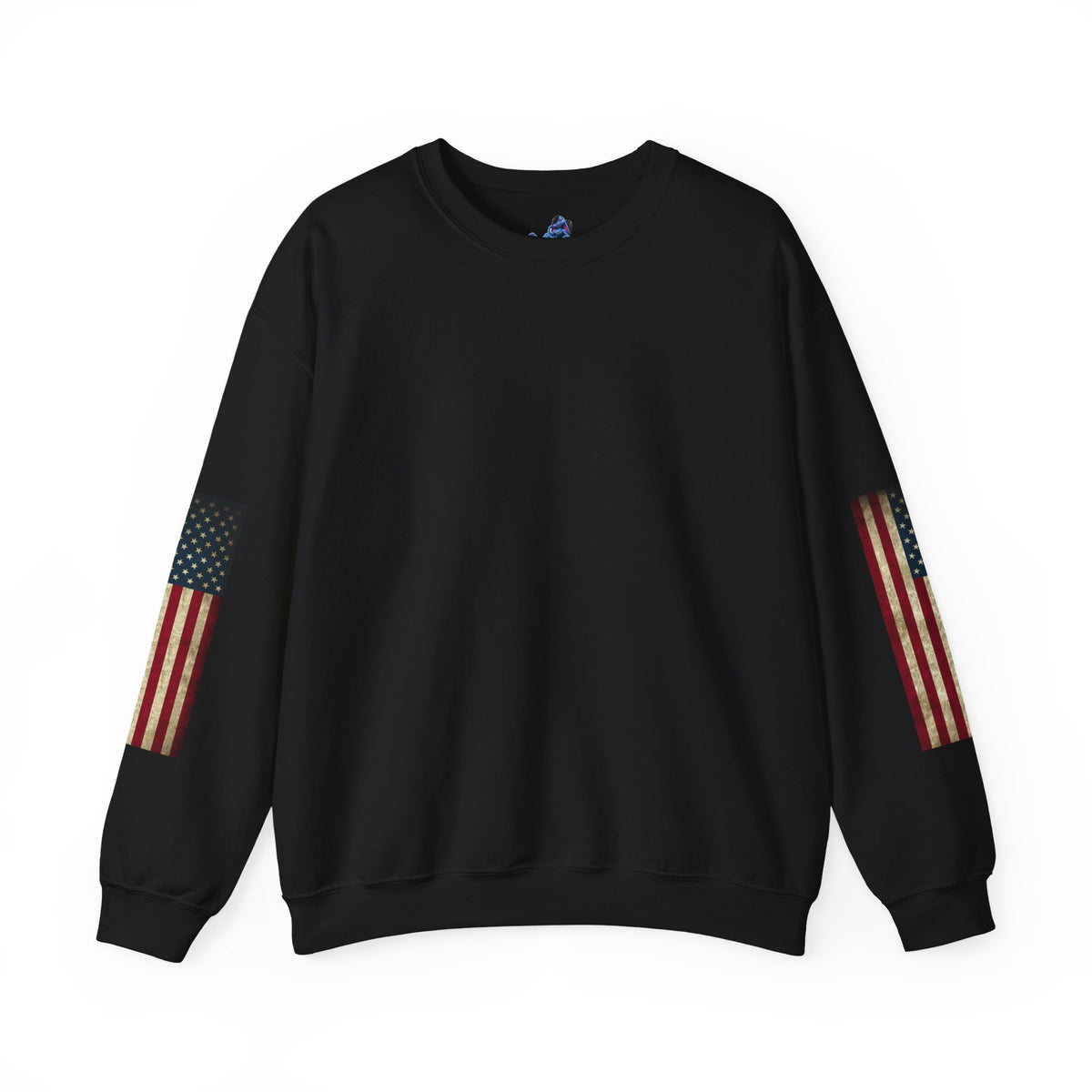 Veteran Tribute Crewneck Sweatshirt— American Flag Sleeve Patriotic Military Sweatshirt