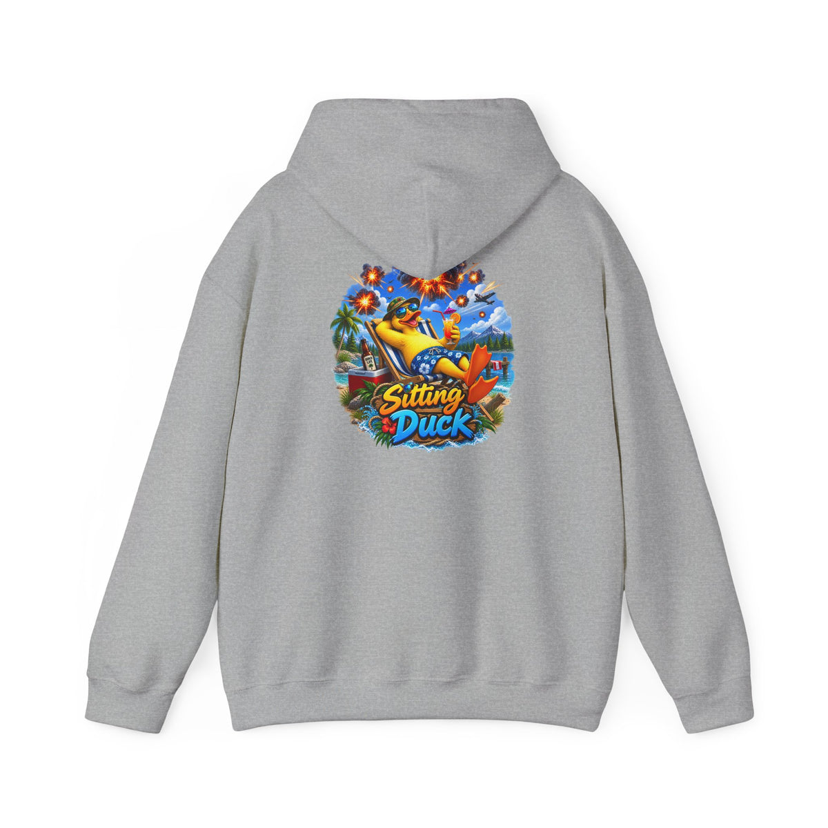 Sitting Duck Graphic Hoodie – Colorful Tropical Duck Illustration - Personalized
