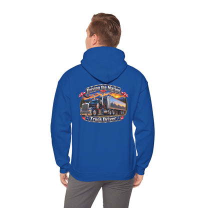 Truck Driver Hoodie — "Driving the Nation" Patriotic Semi-Truck Design - Personalized
