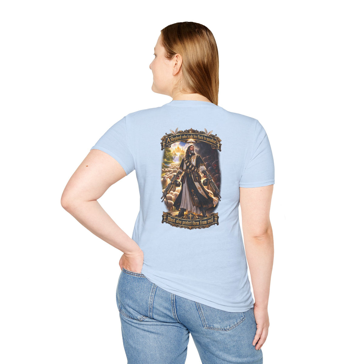 Hoodie: Gothic Angel Guardian Back Print T-Shirt – Dark Fantasy Streetwear