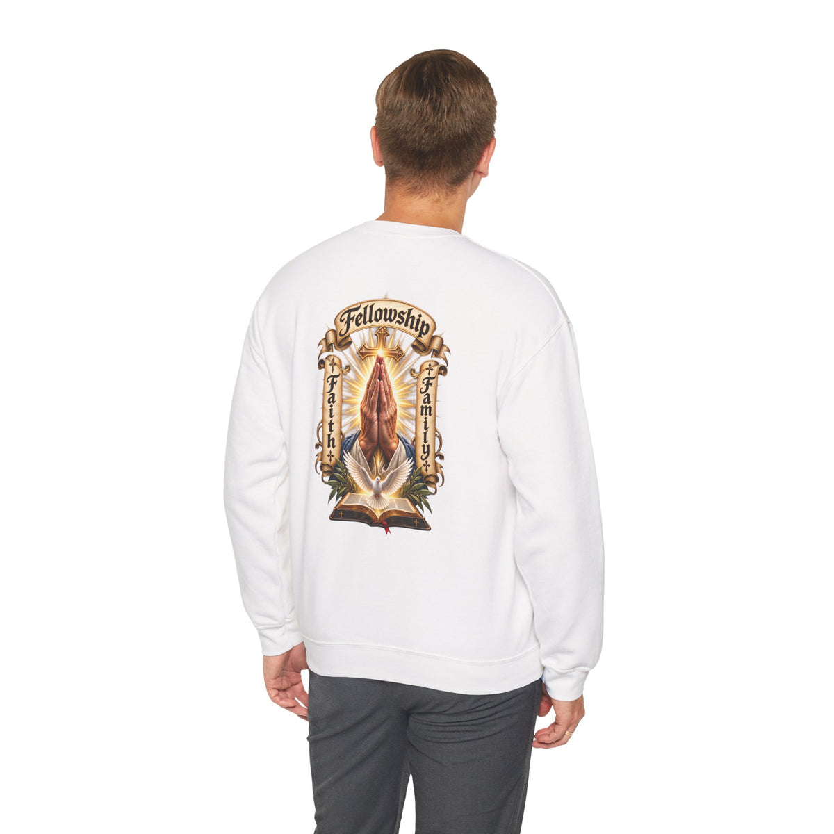 Prayer Hands Sweatshirt — Vintage Sacred Heart Religious Sweatshirt - Personalized