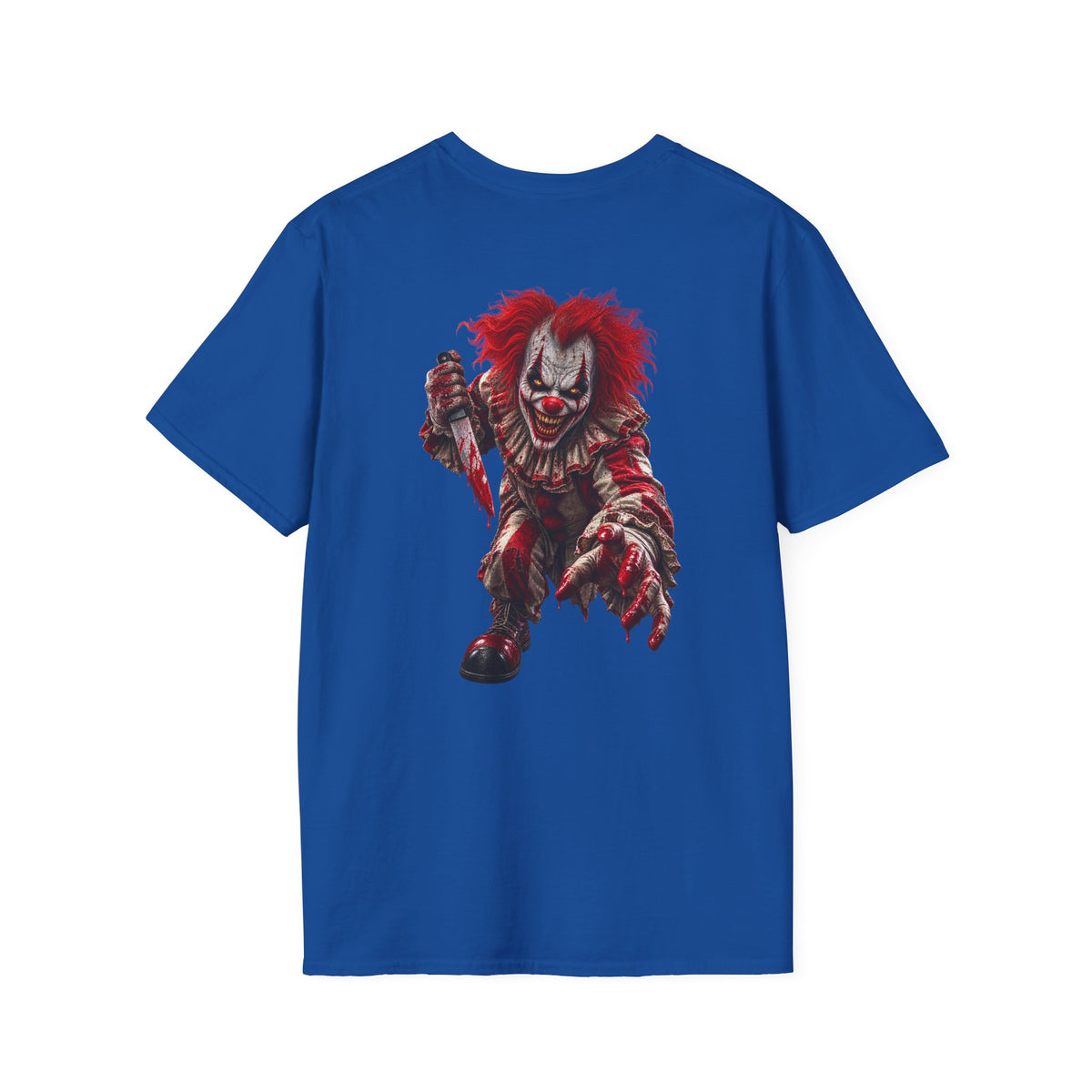 Horror Clown Graphic T-Shirt — Creepy Red Pennywise Style Back Print - Personalized