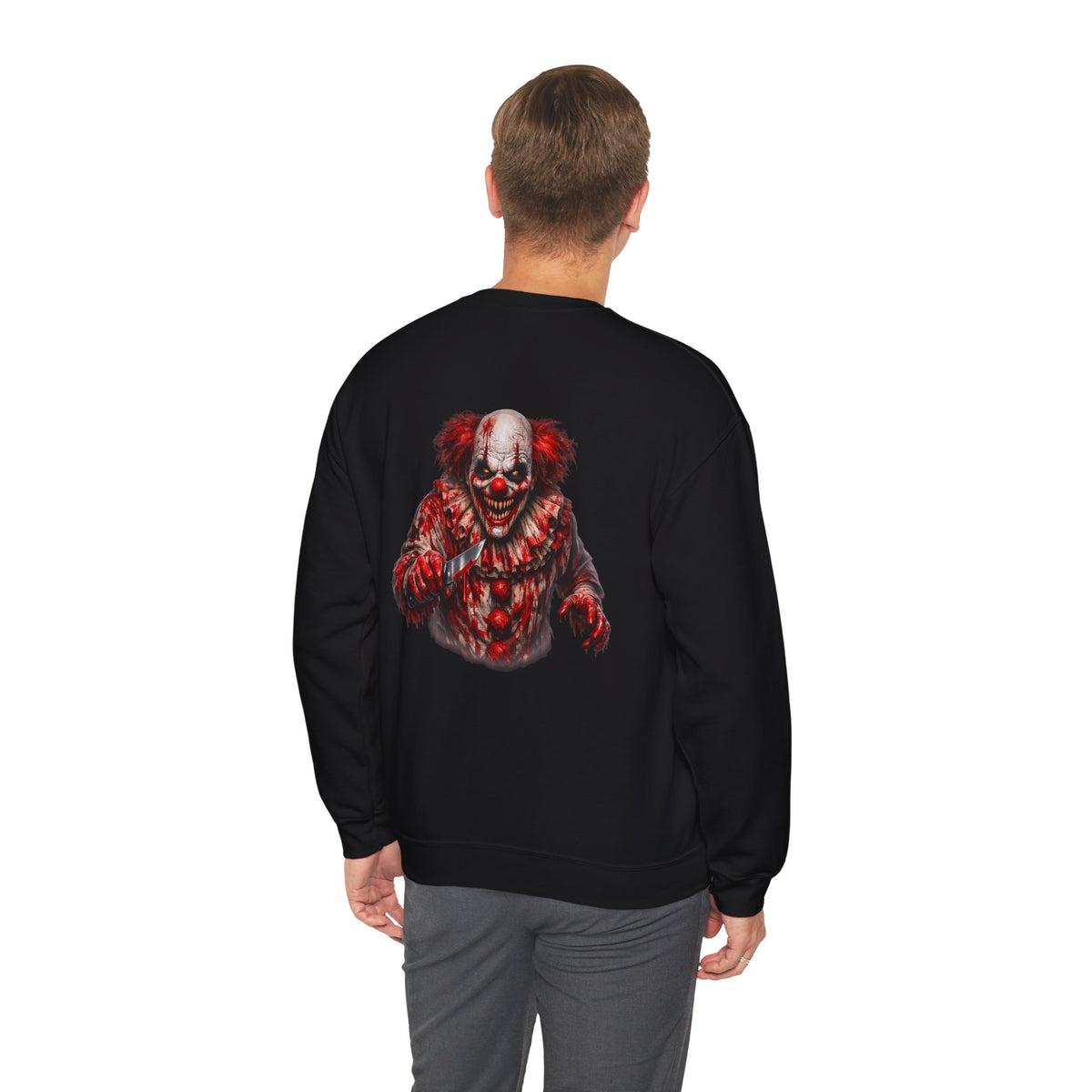 Horror Clown Bear Sweatshirt — Creepy Bloodied Teddy Graphic Sweatshirt - Personalized