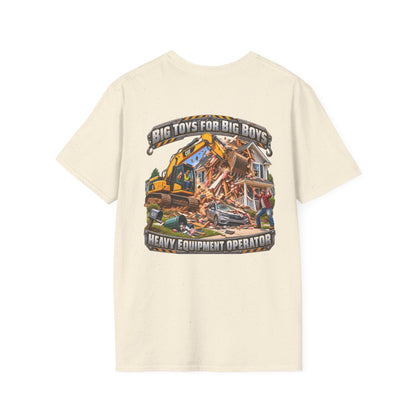 Funny Heavy Equipment Operator T-Shirt — "Big Toys for Big Boys" Construction Truck Graphic - Personalized
