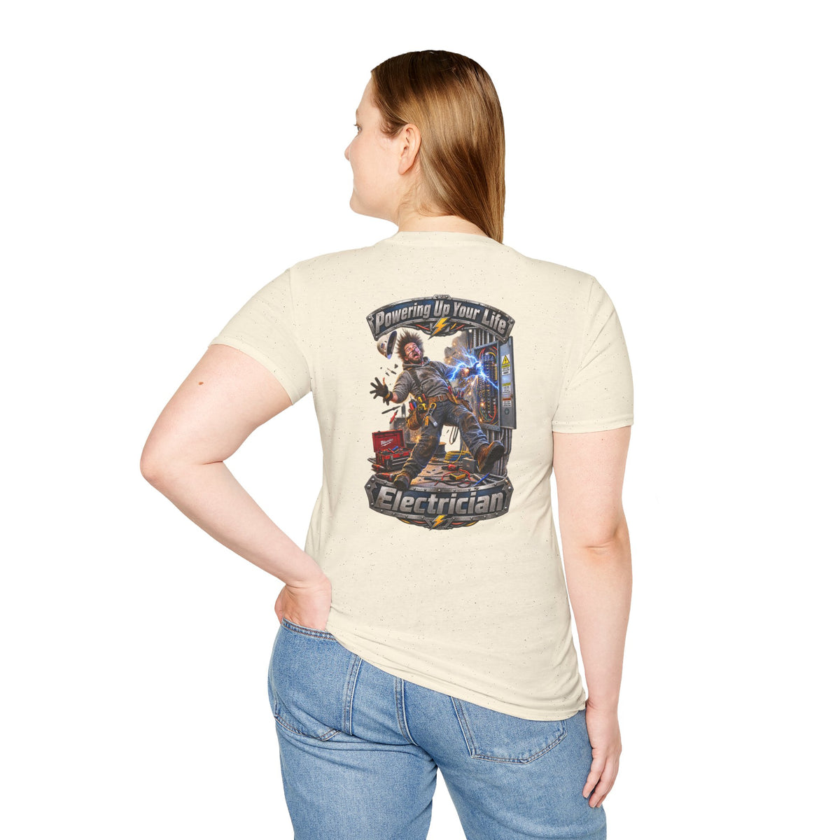 Funny Electrician T-Shirt — 'Powering Up Your Life' Tradesman Gift